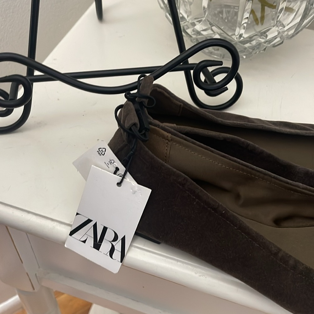 Zara Mushroom Beige Faux Suede Flats - Picture 8 of 11